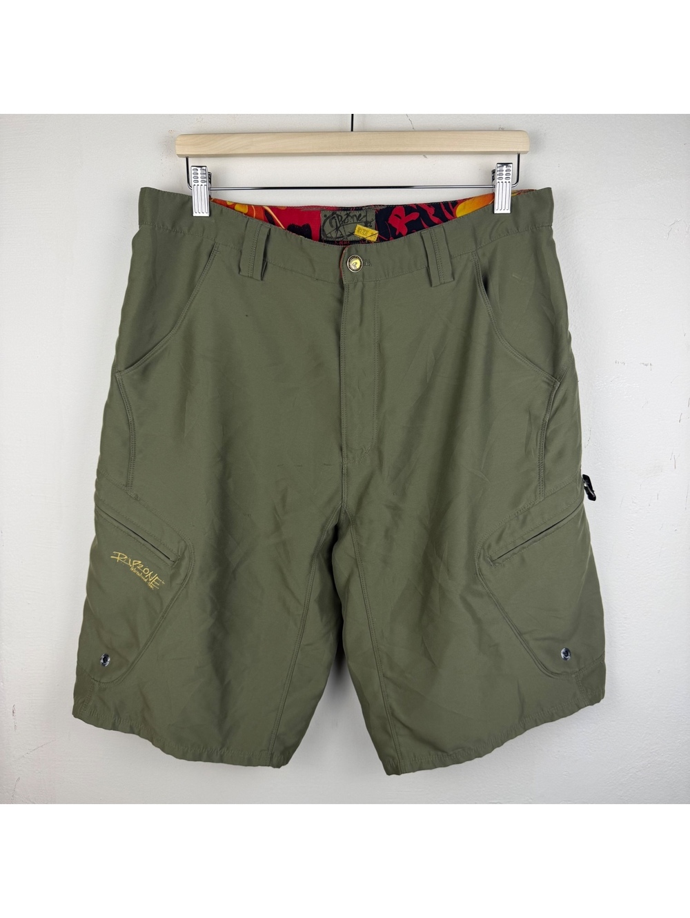 y2k Ripzone Green Surf-wear Nylon Shorts Men's 34